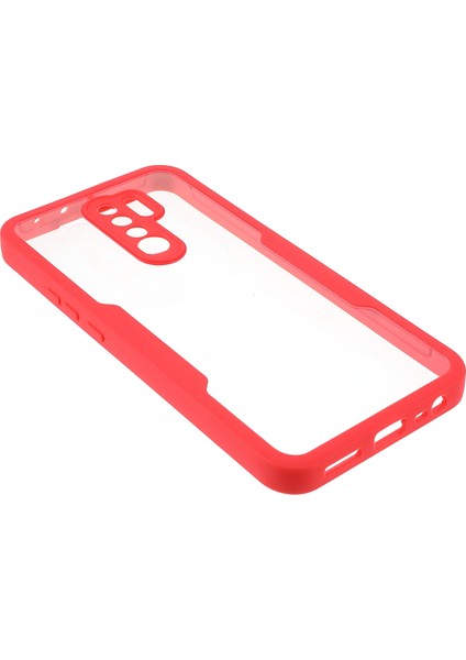 Çok Yönlü Koruma Evcil Hayvan Ekranı Koruyucusu+Akrilik Geri+Tpu Çerçeve Telefon Kasası Hibrit Kapak Xiaomi Redmi 9-Kırmızı (Yurt Dışından) fırsatları