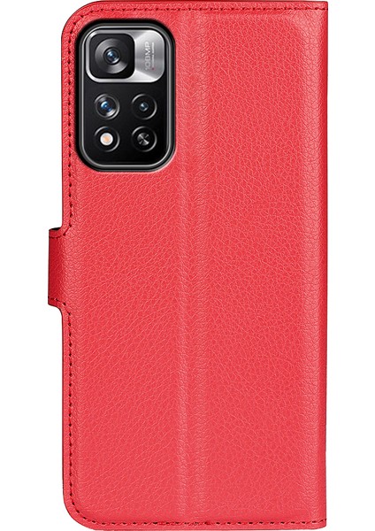 Litchi Doku Pu Deri Manyetik Flip Cüzdan Telefon Kılıfı Tam Vücut Koruma Stand Koruyucu Kapak Xiaomi Redmi Not 11 Pro+ 5g/redmi Not 11 Pro 5g (Çin) (Mediatek) -Red (Yurt Dışından) modelleri