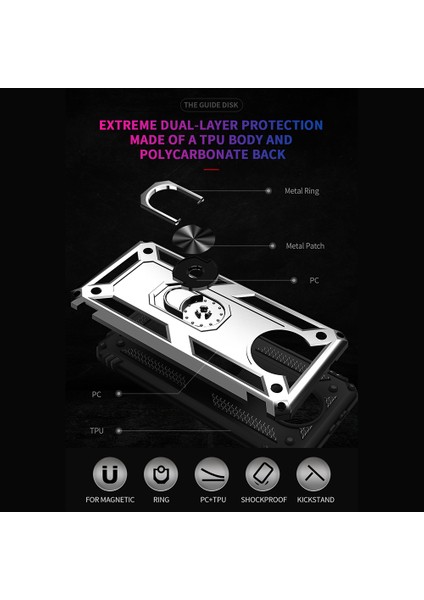 Hibrid Pc+Tpu Telefon Kılıfı Kabuk Xiaomi Için Redmi Için Anti-Fall Finger Yüzük Kickstand Not 9 5g/redmi Note 9t 5g-Silver (Yurt Dışından) fırsatları