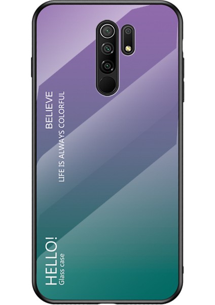 Xiaomi Redmi 9-Mor/mavi Için Gradyan Renk Temperli Cam+Pc+Tpu Kombo Kasası (Yurt Dışından)