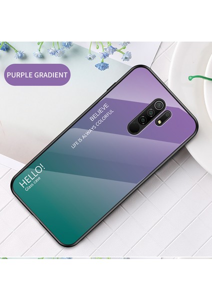 Xiaomi Redmi 9-Mor/mavi Için Gradyan Renk Temperli Cam+Pc+Tpu Kombo Kasası (Yurt Dışından)