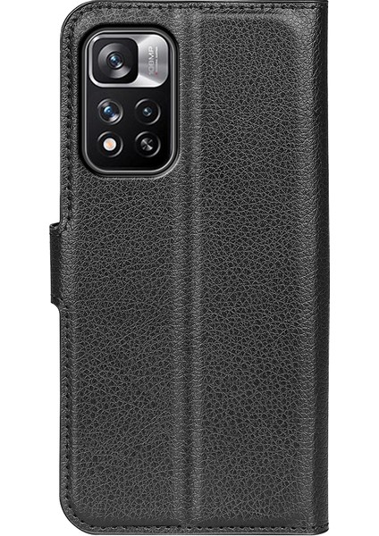 Litchi Doku Pu Deri Manyetik Flip Cüzdan Telefon Kılıfı Tam Vücut Koruma Stand Koruyucu Kapak Xiaomi Redmi Not 11 Pro+ 5g/redmi Not 11 Pro 5g (Çin) (Mediatek) -Black (Yurt Dışından) modelleri
