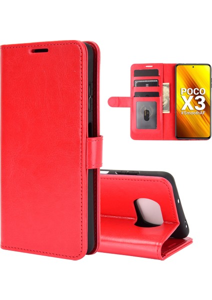 Xiaomi Poco X3/poco X3 Nfc-Red Için Çılgın At Derisi Cüzdan Telefon Kapağı Kasası (Yurt Dışından)
