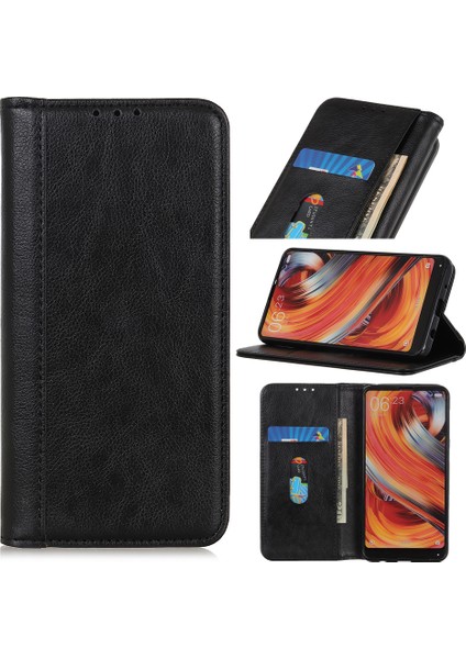 Litchi Grain Split Deri Xiaomi Redmi Için Otomatik Absorbed Koruyucu Kapak Not 9/redmi 10X 4g-Black (Yurt Dışından)