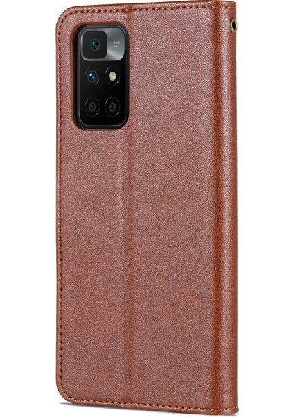 Xiaomi Redmi 10 4g (2021)/REDMI 10 Prime/redmi 10 2022 4g/redmi Not 11 4g (Mediatek) Pu Deri Anti-Drop Çift Taraflı Manyetik Toka Cüzdan Tasarım Tasarım Telefon Vaka-Kahverengi (Yurt Dışından) modelleri