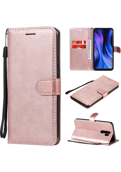 Xiaomi Redmi 9-Rose Altın Için Cüzdan Deri Stand Kapak Kılıfı (Yurt Dışından)