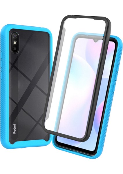 Xiaomi Redmi 9A Için Pc+Tpu Hibrit Kılıf, Tam Koruma Korumaya Dayanıklı 3'ü 1 Arada Telefon Kabuğu Pet Screen Koruyucu Baby Mavisi (Yurt Dışından)