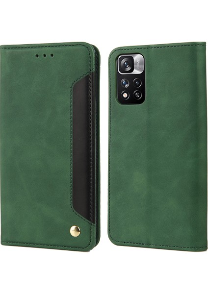Cilt Touch Duygu Stand Cüzdan Renk Ekleme Telefon Kılıfı Xiaomi Redmi Için Deri Kapak Not 11 Pro 5g (Çin)/note 11 Pro+ 5g-Green (Yurt Dışından)