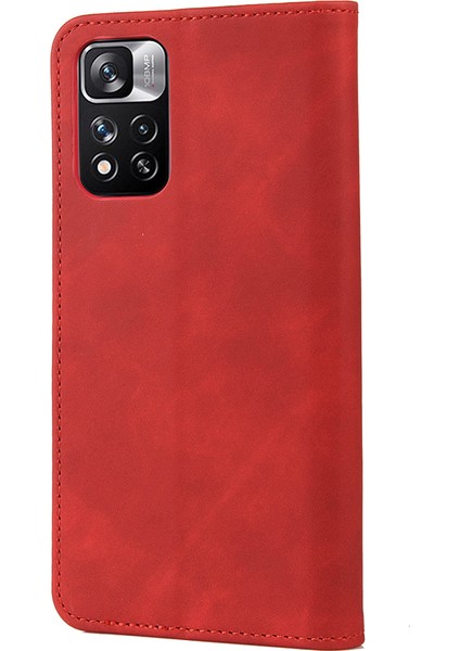 Cilt Touch Duygu Stand Cüzdan Renk Ekleme Telefon Kılıfı Xiaomi Redmi Için Deri Kapak Not 11 Pro 5g (Çin) (Mediatek)/note 11 Pro+ 5g-Kırmızı (Yurt Dışından) modelleri