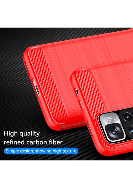 1.8mm Karbon Fiber Önleme Önleme Önleme Fırçalanmış Doku Xiaomi Redmi Için Esnek Tpu Damla Geçirmez Cep Telefonu Kapağı Not 11 Pro 5g (Çin) (Mediatek)/not 11 Pro+ 5g-Red (Yurt Dışından) fiyatları