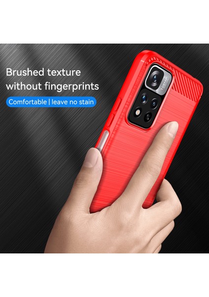 1.8mm Karbon Fiber Önleme Önleme Önleme Fırçalanmış Doku Xiaomi Redmi Için Esnek Tpu Damla Geçirmez Cep Telefonu Kapağı Not 11 Pro 5g (Çin) (Mediatek)/not 11 Pro+ 5g-Red (Yurt Dışından) modelleri