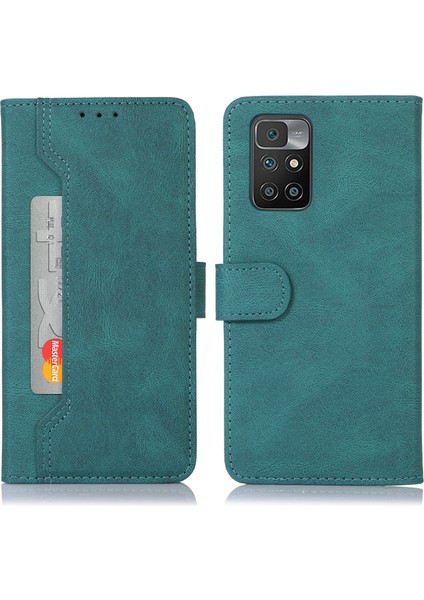 Dikiş Pu Deri Manyetik Toka Stand Telefon Kılıfı Cüzdan Koruyucu Kapak Xiaomi Redmi Note 11 Pro 5g (Çin) (Mediatek)/note 11 Pro+ 5g-Yeşil (Yurt Dışından)