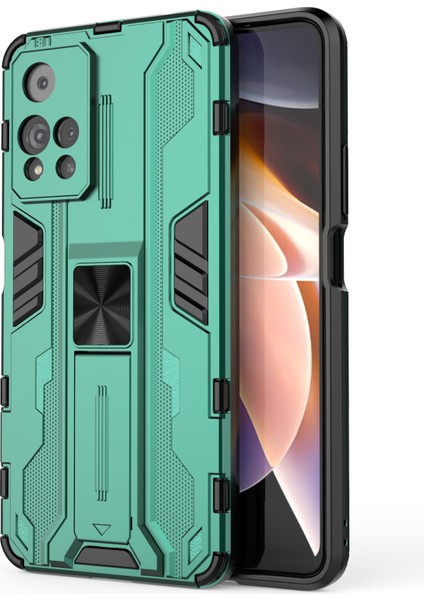 Kickstand Şok Geçirmez Çift Katman Sert Pc Yumuşak Tpu Hibrid Koruyucu Kapak Xiaomi Redmi Note 11 Pro 5g (Çin) (Mediatek)/11 Pro+ 5g-Green (Yurt Dışından)