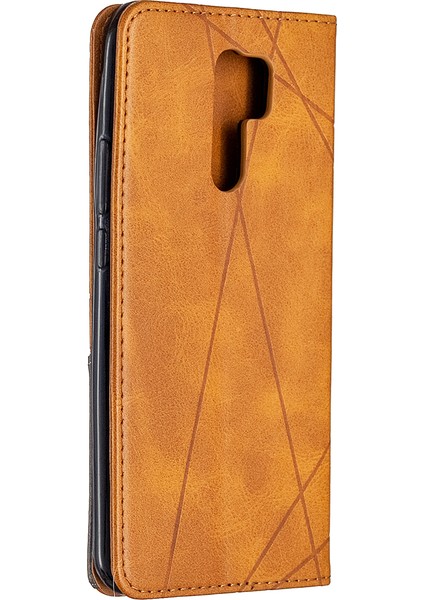 Xiaomi Redmi Için Geometrik Deri Deri Kabuğu 9-Sarı (Yurt Dışından) modelleri