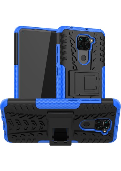 4U Sky Xiaomi Redmi Için Kickstand ile Serin Tire Pc+Tpu Hibrid Telefon Kılıfı Not 9/redmi 10X 4g-Blue (Yurt Dışından)