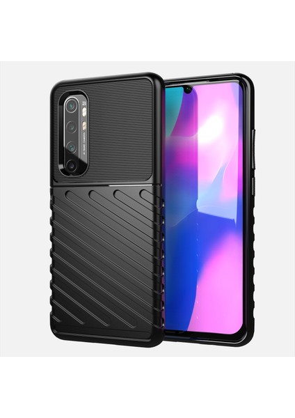Thunder Serisi Twill Doku Yumuşak Tpu Telefon Kabuğu Xiaomi Mi Note 10 Lite-Black (Yurt Dışından)