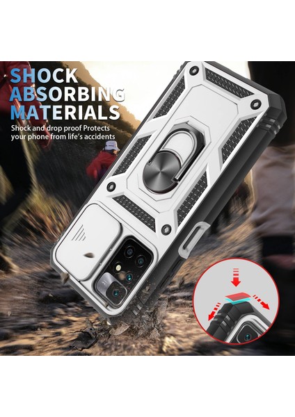 Xiaomi Için Redmi 10 4g (2021)/REDMI 10 2022 4g/redmi Not 11 4g (Mediatek) Kamera Lens Koruyucu Kasa Pc+Tpu Kickstand Kapak Kart Yuvası-Beyaz/siyah ile (Yurt Dışından) modelleri