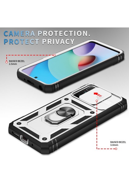 Xiaomi Için Redmi 10 4g (2021)/REDMI 10 2022 4g/redmi Not 11 4g (Mediatek) Kamera Lens Koruyucu Kasa Pc+Tpu Kickstand Kapak Kart Yuvası-Beyaz/siyah ile (Yurt Dışından) fırsatları