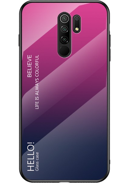 Xiaomi Redmi 9-Rose/mor Için Gradyan Renk Temsilli Cam+Pc+Tpu Combo Kılıf (Yurt Dışından)