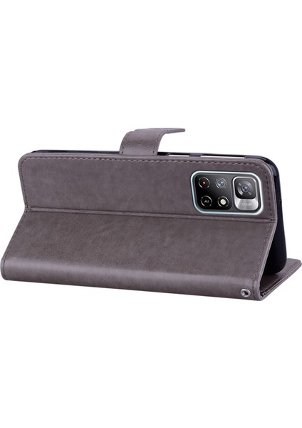 Cep Telefon Kılıfı Dekor Dekoru Pu Deri Deri Manyetik Toka Kılıfı Xiaomi Redmi Için Uyumlu Not 11 /redmi Not 11T /not 11S Cüzdan Stand Baykuş Çiçeği Baskılı Telefon Kabuk-Grey (Yurt Dışından) modelleri