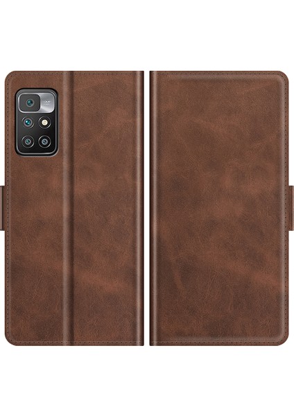 Pu Deri Tam Koruma Cüzdan Kapak Stand Kılıfı Xiaomi Redmi Için Manyetik Çift Tokalı 10 Prime/redmi 10-Coffee (Yurt Dışından)
