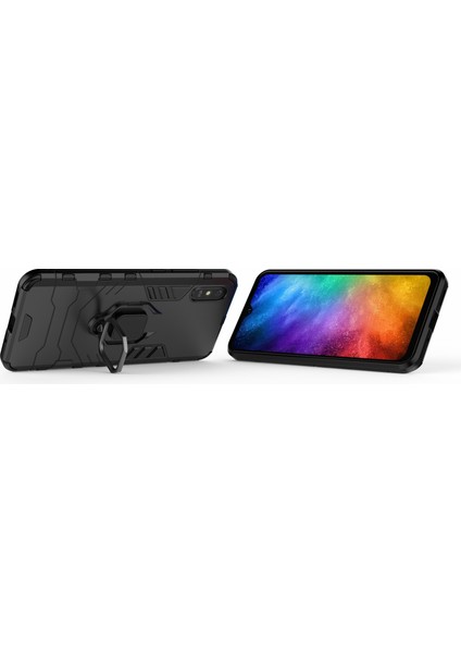 Xiaomi Redmi 9A Parmak Yüzüğü Tutucu Kickstand Pc+Tpu Koruyucu Kabuk Kapağı Black (Yurt Dışından)