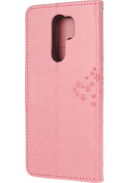Baskı Ağacı Baykuş Cüzdan Deri Kılıfı Xiaomi Redmi 9-Pink Için (Yurt Dışından) modelleri