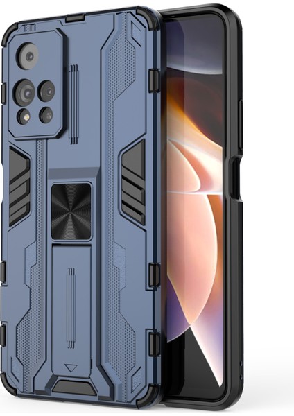 Kickstand Şok Geçirmez Çift Katman Sert Pc Yumuşak Tpu Hibrid Koruyucu Kapak Xiaomi Redmi Note 11 Pro 5g (Çin) (Mediatek)/11 Pro+ 5g-Mavi (Yurt Dışından)