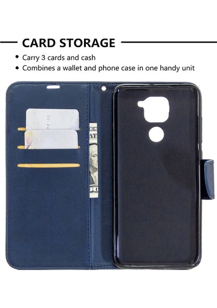 Cüzdan Stand Pu Deri Telefon Kılıfı Xiaomi Redmi Note 9/redmi 10X 4g-Blue (Yurt Dışından)