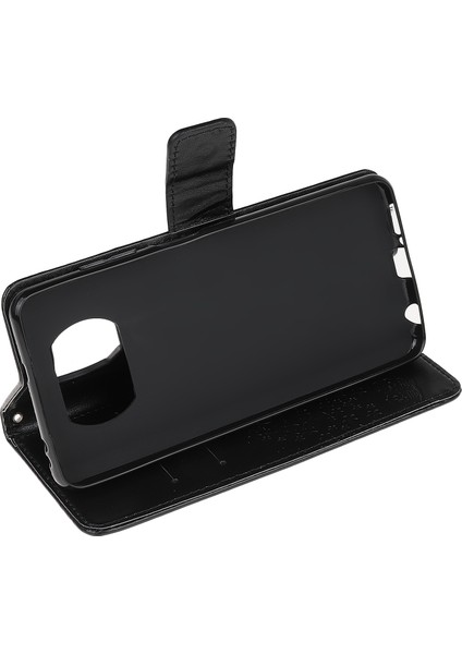 Xiaomi Poco X3/poco X3 Nfc-Black Için Şık Baskı Ağacı ve Baykuş Cüzdan Deri Telefon Koruyucusu (Yurt Dışından)