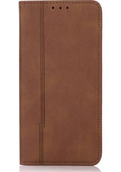 Çizgiler Pu Deri Deri Dondur Tulunma Kılıfı Stand Tasarım Telefon Kapağı Xiaomi Redmi Not 11 4g (Mediatek)/redmi 10 4g (2021)/REDMI 10 2022 4g/10 Prime-Brown (Yurt Dışından) fiyatları
