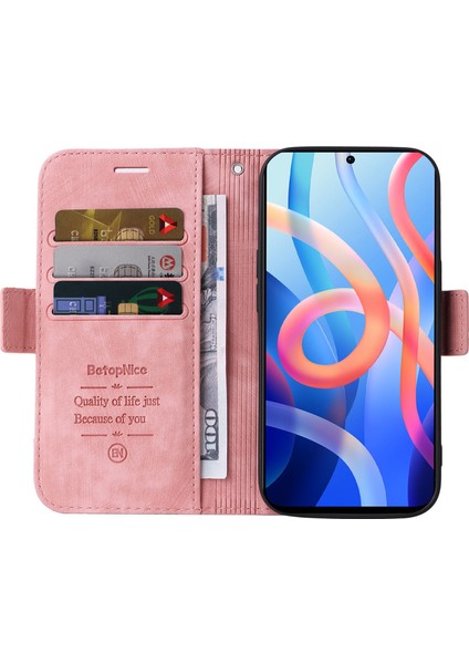 Xiaomi Redmi Için Note 11 Pro 5g (Mediatek)/note 11 Pro+ 5g/poco X4 NFC/11I 5g Baskılı Dikiş Hattı Deri Kılıf Telefon Cüzdan Stand Kapak Pembe (Yurt Dışından) fiyatları