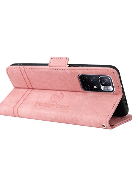 Xiaomi Redmi Için Note 11 Pro 5g (Mediatek)/note 11 Pro+ 5g/poco X4 NFC/11I 5g Baskılı Dikiş Hattı Deri Kılıf Telefon Cüzdan Stand Kapak Pembe (Yurt Dışından) fırsatları