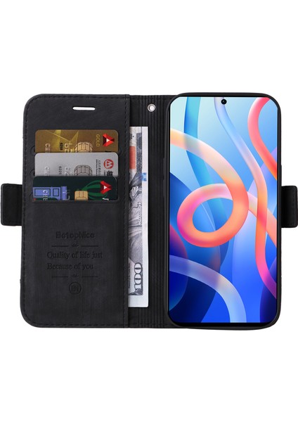 Xiaomi Redmi Için Note 11 Pro 5g (Mediatek)/note 11 Pro+ 5g/poco X4 NFC/11I 5g Baskılı Dikiş Hattı Deri Kılıf Telefon Cüzdan Stand Kapak Black (Yurt Dışından) fiyatları