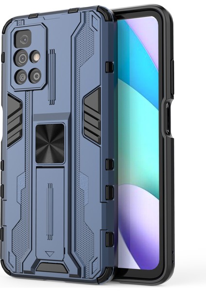 Hibrit Şok Geçirmez Ağır Hizmet Tipi Sert Pc Yumuşak Tpu Koruyucu Kasa Xiaomi Için Kickstand ile Not 11 4g (Mediatek)/redmi 10 4g (2021)/REDMI 10 2022 4g-Blue (Yurt Dışından)