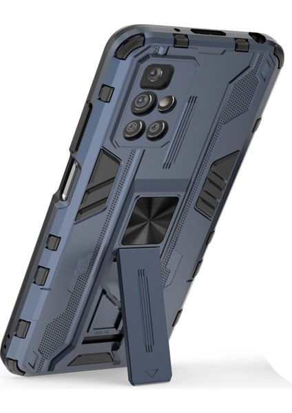 Hibrit Şok Geçirmez Ağır Hizmet Tipi Sert Pc Yumuşak Tpu Koruyucu Kasa Xiaomi Için Kickstand ile Not 11 4g (Mediatek)/redmi 10 4g (2021)/REDMI 10 2022 4g-Blue (Yurt Dışından) modelleri