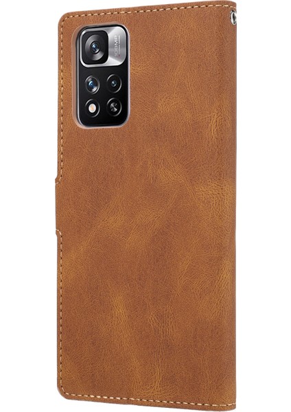 Manyetik Klasik Stil Pu Deri Cüzdan Kılıf Stand Standı Anti-Çizik Tam Koruyucu Telefon Kapağı Xiaomi Redmi Için Kayışlı Not 11 Pro 5g (Çin) (Mediatek)/note 11 Pro+ 5g-Brown (Yurt Dışından) modelleri