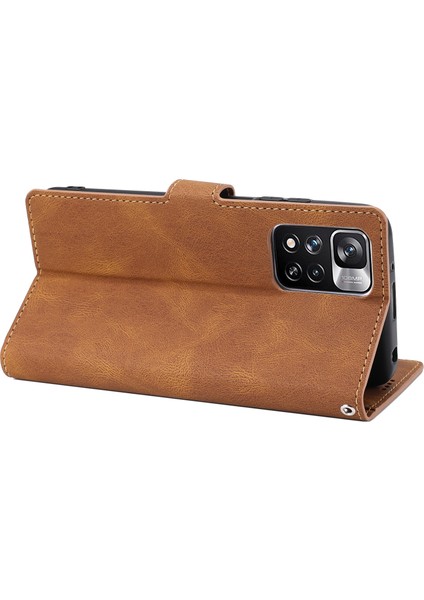 Manyetik Klasik Stil Pu Deri Cüzdan Kılıf Stand Standı Anti-Çizik Tam Koruyucu Telefon Kapağı Xiaomi Redmi Için Kayışlı Not 11 Pro 5g (Çin) (Mediatek)/note 11 Pro+ 5g-Brown (Yurt Dışından) fırsatları