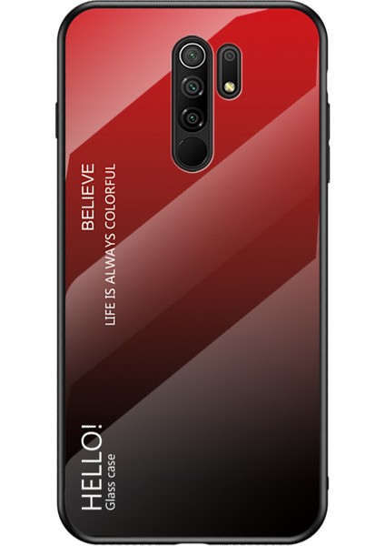 Xiaomi Redmi 9-Kırmızı/siyah Için Gradyan Renk Temperli Cam+Pc+Tpu Kombo Kasa (Yurt Dışından)