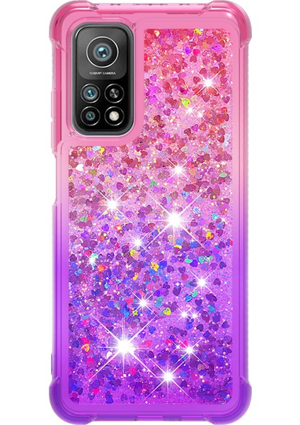 Glitter Pullar Quicksand Tasarım Tpu Telefon Koruyucu Kabuk Xiaomi Mi 10T Pro 5g/xiaomi Mi 10T 5g-Pink+Mor (Yurt Dışından)