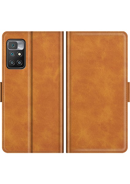 Pu Deri Tam Koruma Cüzdan Kapak Stand Stand Kılıfı Xiaomi Redmi Için Manyetik Çift Tokalı 10 Prime/redmi 10-Brown (Yurt Dışından)