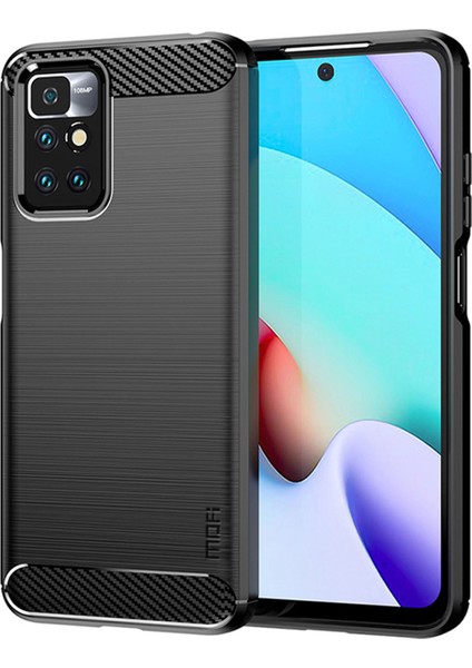 Fırçalanmış Karbon Fiber Yüzey Yumuşak Tpu Xiaomi Redmi Için Telefon Geri Kılıf Not 11 4g (Mediatek)/10 4g (2021)/10 2022 4g/10 Prime-Black (Yurt Dışından)