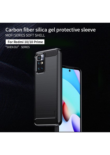 Fırçalanmış Karbon Fiber Yüzey Yumuşak Tpu Xiaomi Redmi Için Telefon Geri Kılıf Not 11 4g (Mediatek)/10 4g (2021)/10 2022 4g/10 Prime-Black (Yurt Dışından)