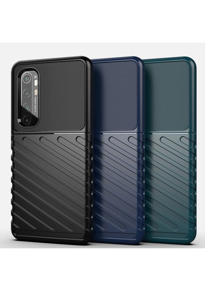 Thunder Serisi Twill Doku Yumuşak Tpu Telefon Kabuğu Xiaomi Mi Note 10 Lite-Black (Yurt Dışından)