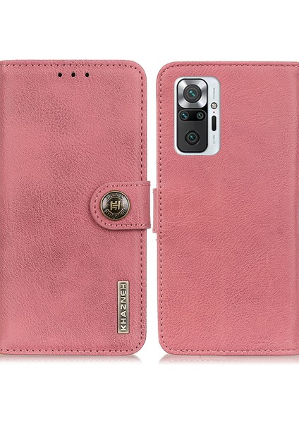 Khazneh Manyetik Toka Tasarım Cüzdanı Pu Deri Telefon Standı Kabuklu Xiaomi Redmi Note 10 Pro-Pink Için (Yurt Dışından)
