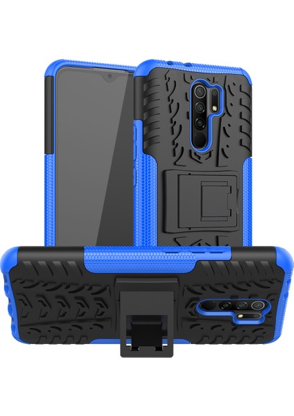 Xiaomi Redmi 9-Blue Için Kickstand Koruyucu Kabuklu Anti-Slip Pc+Tpu Kapak (Yurt Dışından)