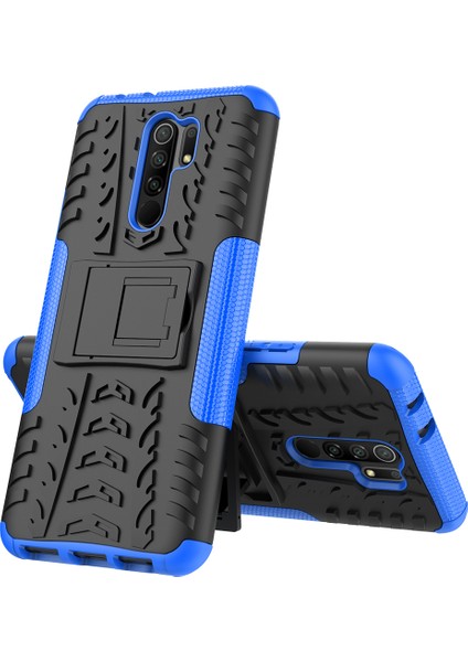 Xiaomi Redmi 9-Blue Için Kickstand Koruyucu Kabuklu Anti-Slip Pc+Tpu Kapak (Yurt Dışından)