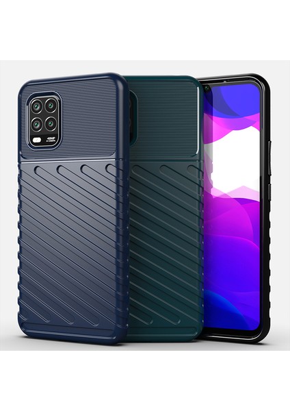 Thunder Serisi Twill Surface Tpu Kılıfı Xiaomi Mi 10 Lite 5g-Blue (Yurt Dışından)