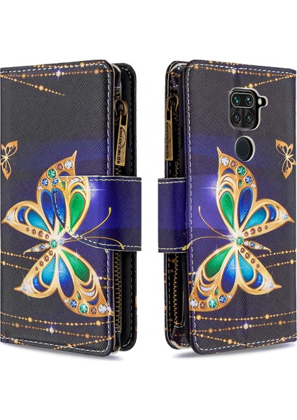 BF03 Baskı Fermuarı Cüzdan Deri Kapak Xiaomi Redmi Note 9/redmi 10X 4g-Kristal Kelebek (Yurt Dışından) fırsatları