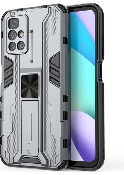 Hibrit Şok Geçirmez Ağır Hizmet Tipi Sert Pc Yumuşak Tpu Koruyucu Kasa Xiaomi Redmi Için Kickstand ile Not 11 4g (Mediatek)/redmi 10 4g (2021)/REDMI 10 2022 4g-Grey (Yurt Dışından)
